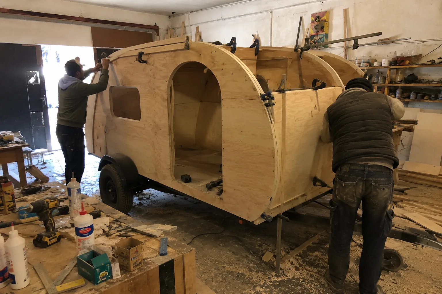 L'assemblage des caravanes teardrop à l'atelier